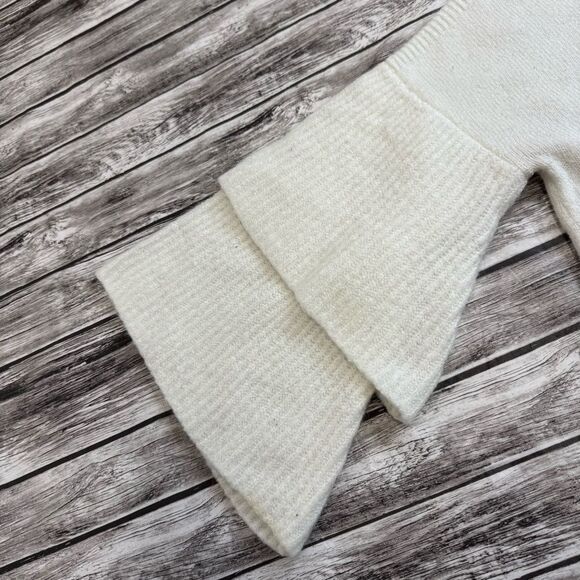 Falls Creek Womens Tiered Ruffle Sleeve Sweater S SM Small Ivory Cream Off White - Picture 3 of 13